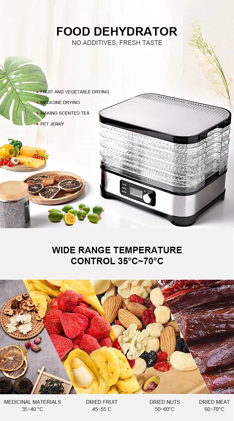 Professional Electric Fruit and Food Dehydrator with 30-70degree Temp Control