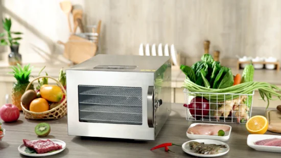 Uso doméstico, electrodoméstico de cocina, 6 bandejas para alimentos, frutas, verduras, deshidratador, máquina secadora de aire, horno de secado de frutas